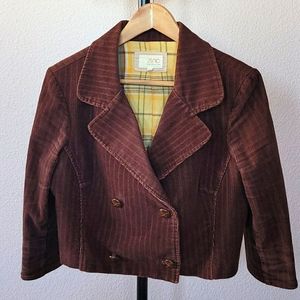 Cute Brown Corduroy Crop Jacket